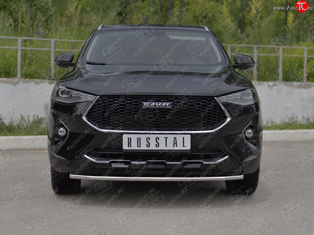 11 199 р. Защита переднего бампера (Ø42 мм, нержавейка, 4WD) SLITKOFF Haval F7x дорестайлинг (2019-2022)  с доставкой в г. Майкоп