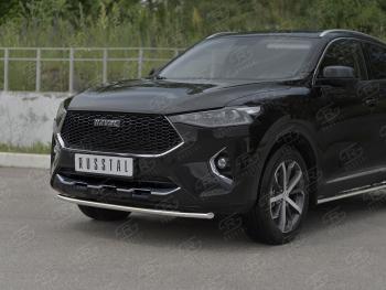 11 199 р. Защита переднего бампера (Ø42 мм, нержавейка, 4WD) SLITKOFF Haval F7x дорестайлинг (2019-2022)  с доставкой в г. Майкоп. Увеличить фотографию 2