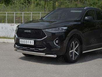 14 999 р. Защита переднего бампера (Ø63 мм секции, нержавейка, 1.5 4WD) SLITKOFF  Haval F7x (2019-2022) дорестайлинг  с доставкой в г. Майкоп. Увеличить фотографию 2