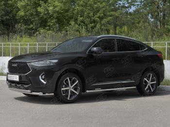 14 999 р. Защита переднего бампера (Ø63 мм секции, нержавейка, 1.5 4WD) SLITKOFF  Haval F7x (2019-2022) дорестайлинг  с доставкой в г. Майкоп. Увеличить фотографию 3