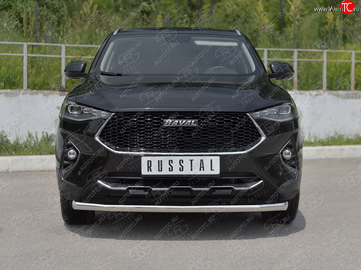 13 399 р. Защита переднего бампера (Ø63 мм секции, нержавейка, 1,5 4WD) SLITKOFF Haval F7x дорестайлинг (2019-2022)  с доставкой в г. Майкоп