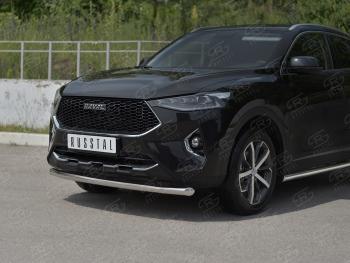 13 399 р. Защита переднего бампера (Ø63 мм секции, нержавейка, 1,5 4WD) SLITKOFF Haval F7x дорестайлинг (2019-2022)  с доставкой в г. Майкоп. Увеличить фотографию 2