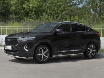 13 399 р. Защита переднего бампера (Ø63 мм секции, нержавейка, 1,5 4WD) SLITKOFF Haval F7x дорестайлинг (2019-2022)  с доставкой в г. Майкоп. Увеличить фотографию 3