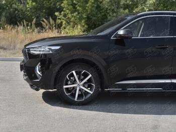 Защита переднего бампера (1.5 4WD Ø57 мм) SLITKOFF Haval F7x дорестайлинг (2019-2022) (нержавейка с полимерным покрытием, черный)