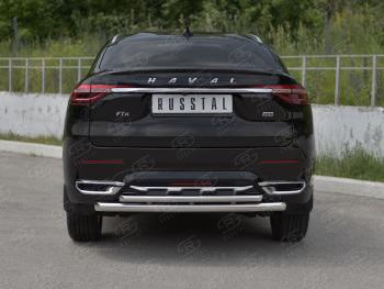 13 999 р. Защита заднего бампера (2 трубы Ø63 и 42 мм, нержавейка) SLITKOFF Haval F7x дорестайлинг (2019-2022)  с доставкой в г. Майкоп. Увеличить фотографию 2