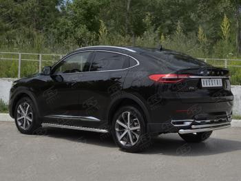 13 999 р. Защита заднего бампера (2 трубы Ø63 и 42 мм, нержавейка) SLITKOFF Haval F7x дорестайлинг (2019-2022)  с доставкой в г. Майкоп. Увеличить фотографию 3
