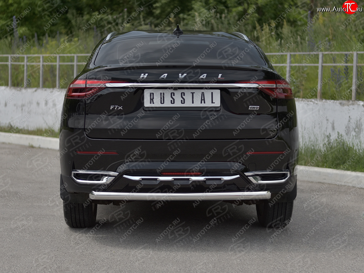 12 949 р. Защита заднего бампера (Ø63 мм, нержавейка) SLITKOFF Haval F7x дорестайлинг (2019-2022)  с доставкой в г. Майкоп