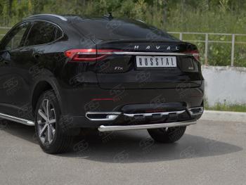 12 949 р. Защита заднего бампера (Ø63 мм, нержавейка) SLITKOFF Haval F7x дорестайлинг (2019-2022)  с доставкой в г. Майкоп. Увеличить фотографию 2