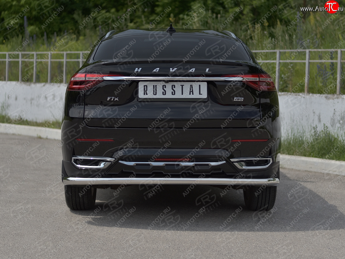 12 849 р. Защита заднего бампера (Ø63 мм, нержавейка) SLITKOFF Haval F7x дорестайлинг (2019-2022)  с доставкой в г. Майкоп