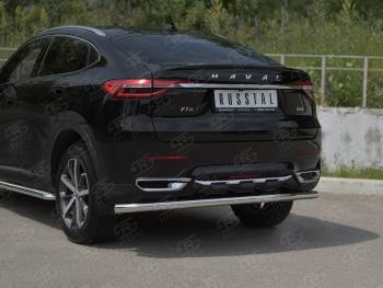 12 849 р. Защита заднего бампера (Ø63 мм, нержавейка) SLITKOFF Haval F7x дорестайлинг (2019-2022)  с доставкой в г. Майкоп. Увеличить фотографию 2