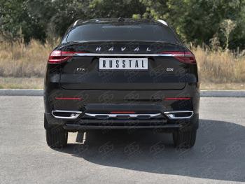 12 349 р. Защита заднего бампера (1.5 4WD Ø57 дуга/Ø42 дуга) Haval F7x дорестайлинг (2019-2022) (нержавейка с полимерным покрытием, черный)  с доставкой в г. Майкоп. Увеличить фотографию 2