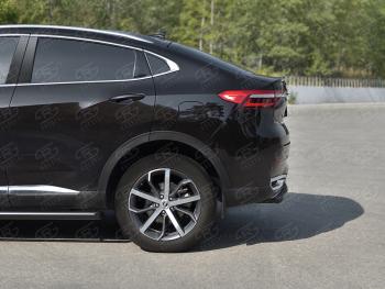 7 649 р. Защита заднего бампера (1.5 4WD Ø57 мм) SLITKOFF Haval F7x дорестайлинг (2019-2022) (нержавейка с полимерным покрытием, черный)  с доставкой в г. Майкоп. Увеличить фотографию 3