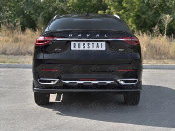 9 399 р. Защита заднего бампера (1.5 4WD Ø57 мм) SLITKOFF Haval F7x дорестайлинг (2019-2022) (нержавейка с полимерным покрытием, черный)  с доставкой в г. Майкоп. Увеличить фотографию 2