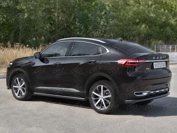 9 399 р. Защита заднего бампера (1.5 4WD Ø57 мм) SLITKOFF Haval F7x дорестайлинг (2019-2022) (нержавейка с полимерным покрытием, черный)  с доставкой в г. Майкоп. Увеличить фотографию 3