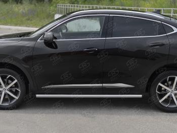 18 849 р. Защита порогов (Ø63 мм) SLITKOFF  Haval F7x (2019-2022) дорестайлинг (полированная нержавейка, торцы круглые)  с доставкой в г. Майкоп. Увеличить фотографию 2