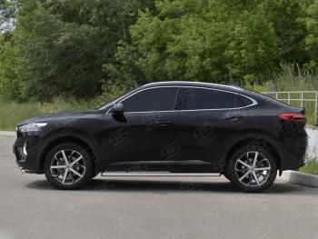 18 849 р. Защита порогов (Ø63 мм) SLITKOFF  Haval F7x (2019-2022) дорестайлинг (полированная нержавейка, торцы круглые)  с доставкой в г. Майкоп. Увеличить фотографию 3