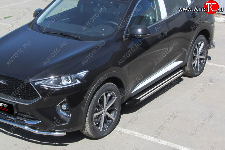 11 299 р. Пороги алюминиевые Slitkoff Luxe  Haval F7 - F7x (Black)  с доставкой в г. Майкоп