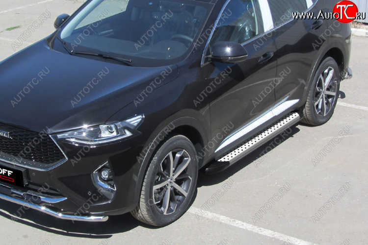 17 399 р. Пороги алюминиевые Slitkoff Standart Haval F7x дорестайлинг (2019-2022) (Silver)  с доставкой в г. Майкоп