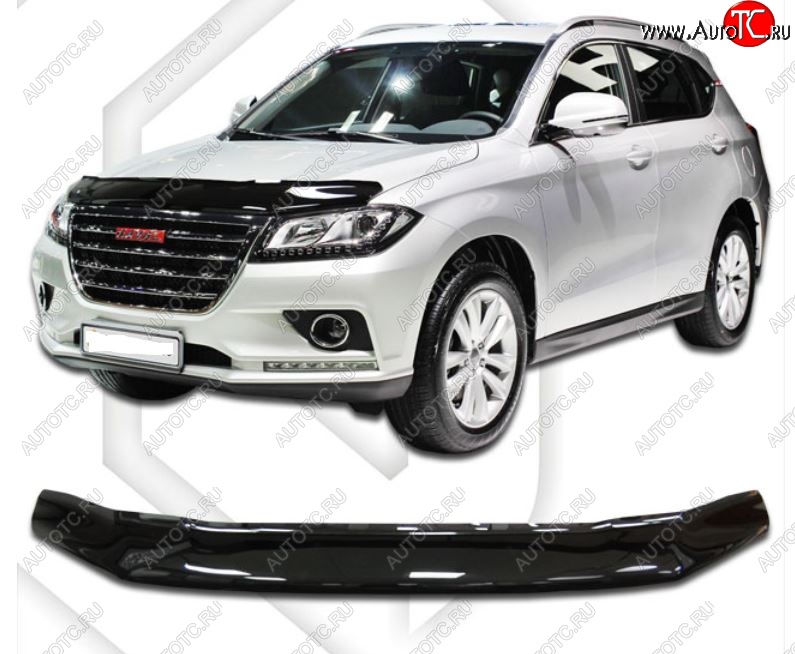 2 159 р. Дефлектор капота CA-Plastic  Haval H2 (2014-2021) (Classic черный, Без надписи)  с доставкой в г. Майкоп