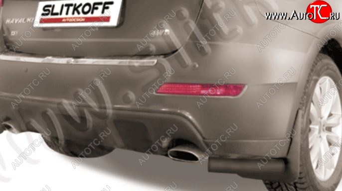 6 499 р. Защита заднего бампера Slitkoff (d57, уголки)  Haval H2 (2014-2021) (Сталь с полимерным покрытием. Цвет: чёрный)  с доставкой в г. Майкоп