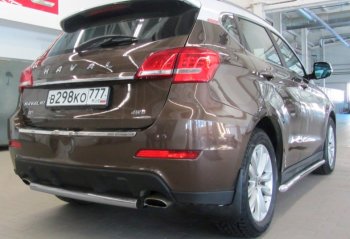 Защита заднего бампера Slitkoff (Ø 57, короткая) Haval H2 (2014-2021) (Сталь с полимерным покрытием. Цвет: серебристый)