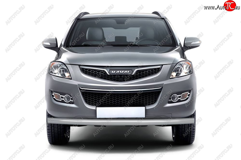 5 519 р. Защита переднего бампера Petroil Tuning (Ø63 мм) Haval H5 рестайлинг (2020-2023) (Сталь с полимерным покрытием в цвет: серебристый ❞Искра❝)  с доставкой в г. Майкоп