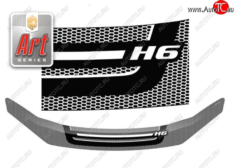 2 479 р. Дефлектор капота CA-Plastiс  Haval H6 (2016-2019) дорестайлинг (Шелкография Серия Art графит)  с доставкой в г. Майкоп