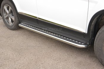 15 799 р. Порожки для ног из трубы Ø51 с алюминиевой площадкой Petroil Tuning Haval H6 (2013-2020) (Нержавеющая полированная сталь)  с доставкой в г. Майкоп. Увеличить фотографию 2