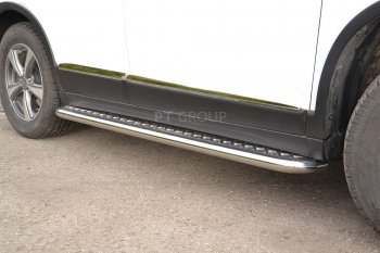 15 799 р. Порожки для ног из трубы Ø51 с алюминиевой площадкой Petroil Tuning Haval H6 (2013-2020) (Нержавеющая полированная сталь)  с доставкой в г. Майкоп. Увеличить фотографию 4