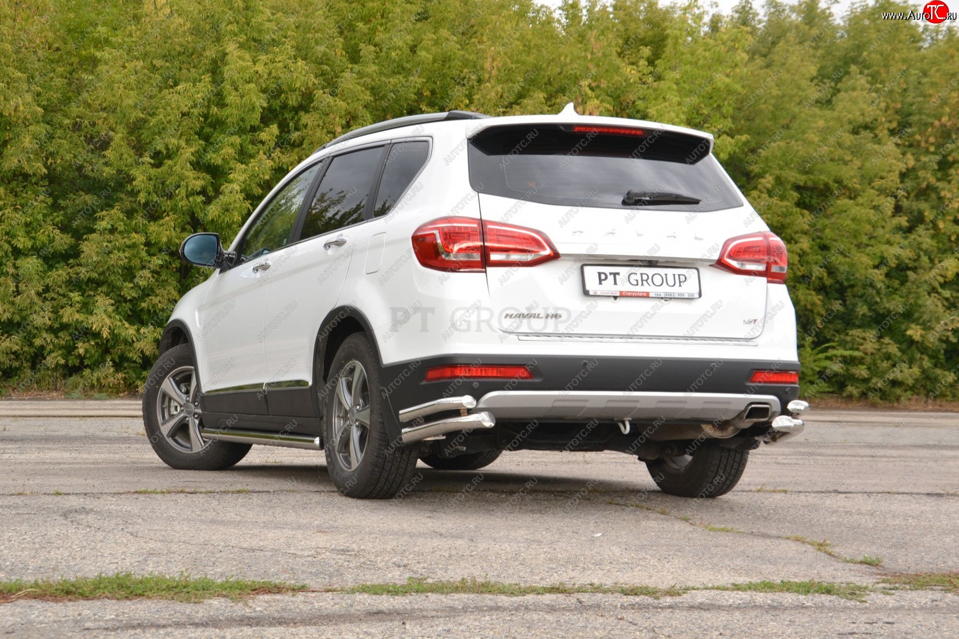24 949 р. Защита заднего бампера Petroil Tuning (уголки двойные, d63/51) Haval H6 (2013-2020) (Нержавеющая полированная сталь)  с доставкой в г. Майкоп