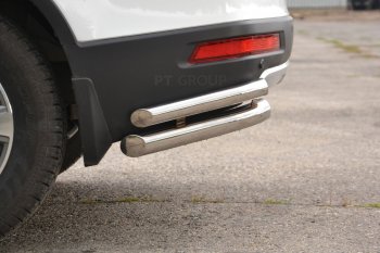 24 949 р. Защита заднего бампера Petroil Tuning (уголки двойные, d63/51) Haval H6 (2013-2020) (Нержавеющая полированная сталь)  с доставкой в г. Майкоп. Увеличить фотографию 2