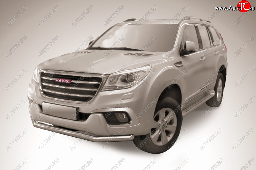 11 899 р. Защита переднего бампера Slitkoff (d57 мм)  Haval H9 (2017-2019) 1-ый рестайлинг (Нержавеющая сталь)  с доставкой в г. Майкоп