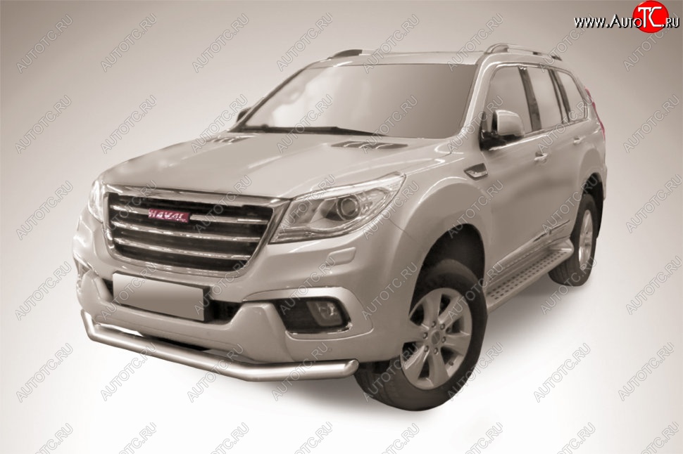 14 499 р. Защита переднего бампера Slitkoff (d76 мм)  Haval H9 (2017-2019) 1-ый рестайлинг (Нержавеющая сталь)  с доставкой в г. Майкоп