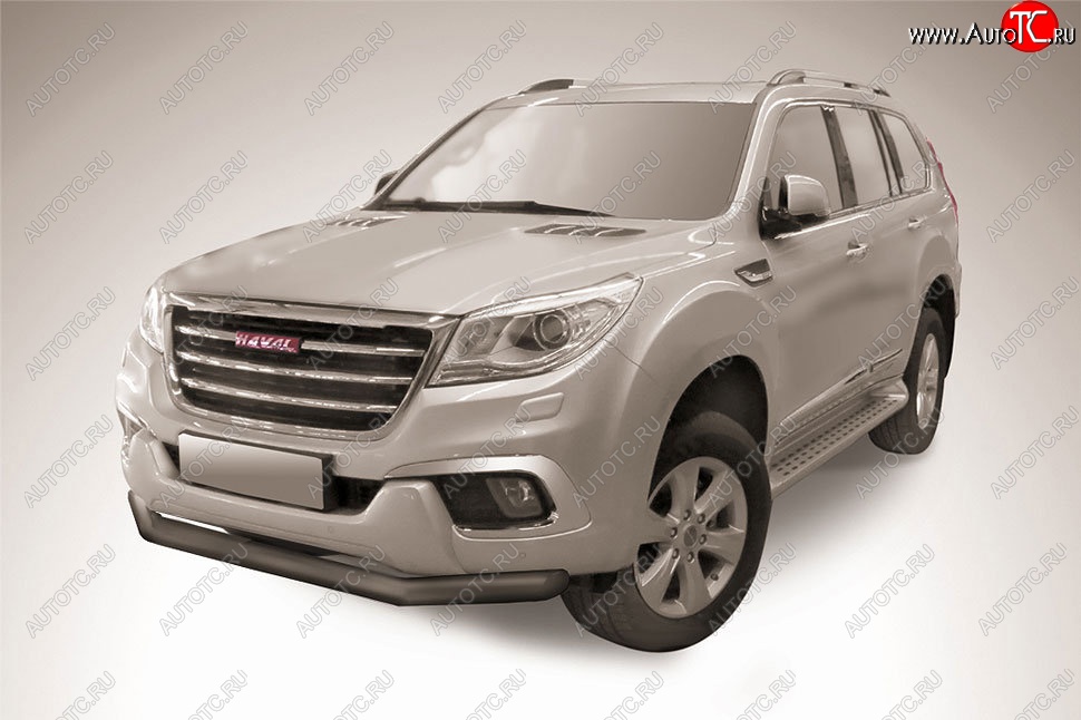 9 999 р. Защита переднего бампера Slitkoff (d76 мм)  Haval H9 (2017-2019) 1-ый рестайлинг (Сталь с полимерным покрытием. Цвет: чёрный)  с доставкой в г. Майкоп