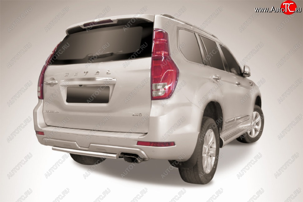 7 199 р. Защита заднего бампера Slitkoff (короткая, d57)  Haval H9 (2017-2019) 1-ый рестайлинг (Нержавейка, Полированная)  с доставкой в г. Майкоп