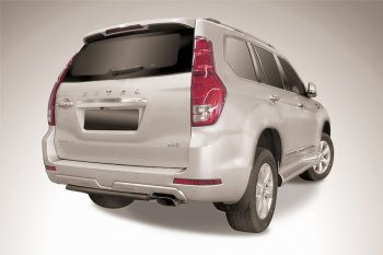 Защита заднего бампера Slitkoff (короткая, d57) Haval H9 (2017-2019) 1-ый рестайлинг (Сталь с полимерным покрытием. Цвет: чёрный )