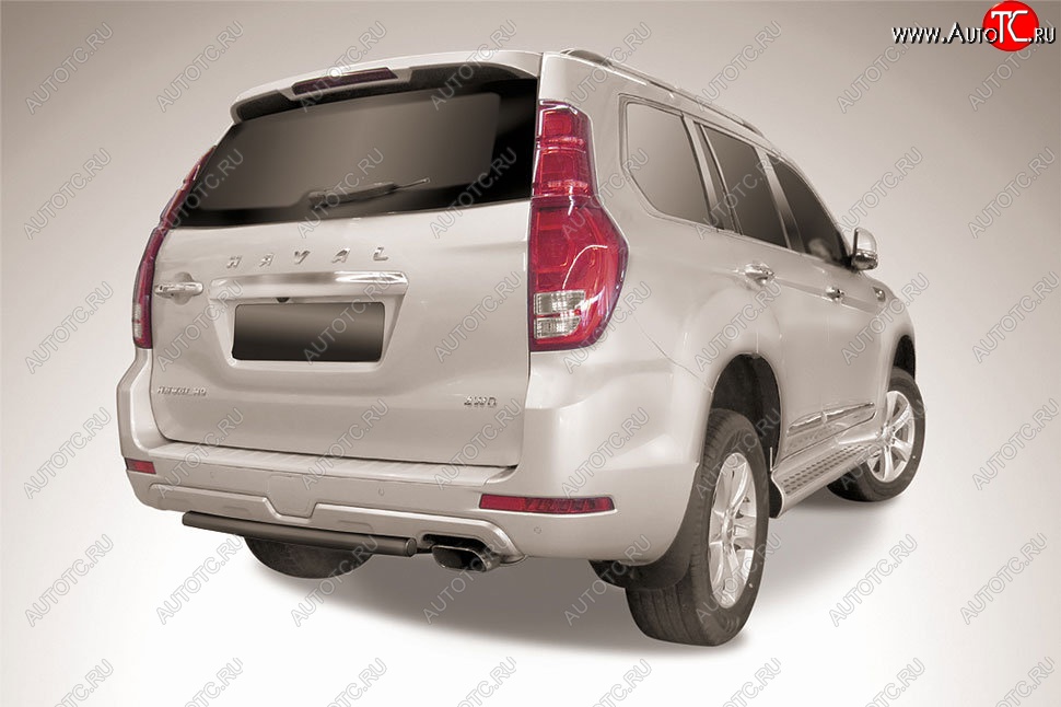 4 999 р. Защита заднего бампера Slitkoff (короткая, d57) Haval H9 1-ый рестайлинг (2017-2019) (Сталь с полимерным покрытием. Цвет: чёрный )  с доставкой в г. Майкоп