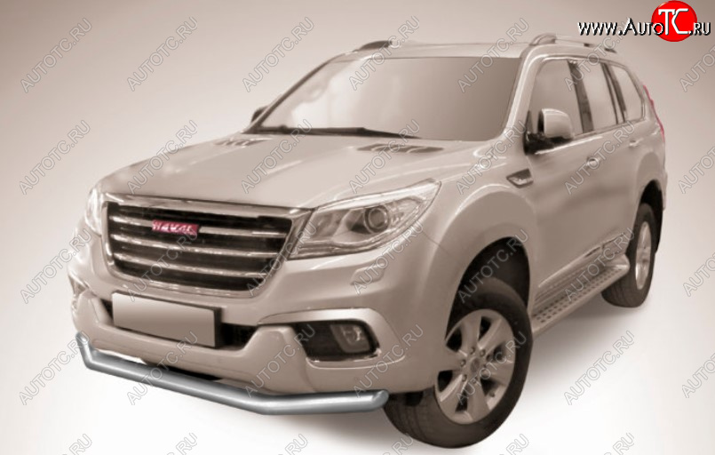 9 999 р. Защита переднего бампера Slitkoff (Ø 76 мм).  Haval H9 (2017-2019) 1-ый рестайлинг (Сталь с полимерным покрытием. Цвет: серебристый)  с доставкой в г. Майкоп