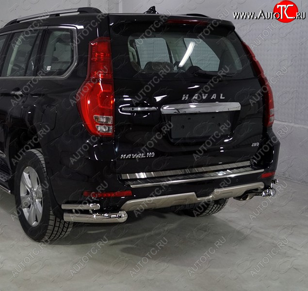 24 749 р. Защита заднего бампера (уголки двойные) ТСС 76,1/42,4 мм Haval H9 1-ый рестайлинг (2017-2019)  с доставкой в г. Майкоп