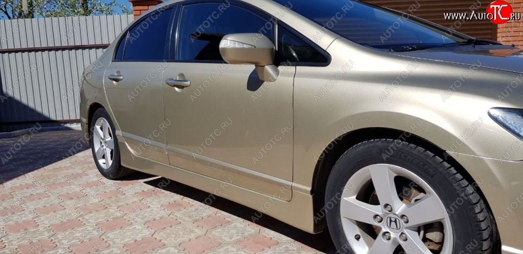 4 099 р. Пороги накладки CentreTuning  Honda Civic  FD (2005-2011) седан дорестайлинг, седан рестайлинг (Неокрашенные)  с доставкой в г. Майкоп