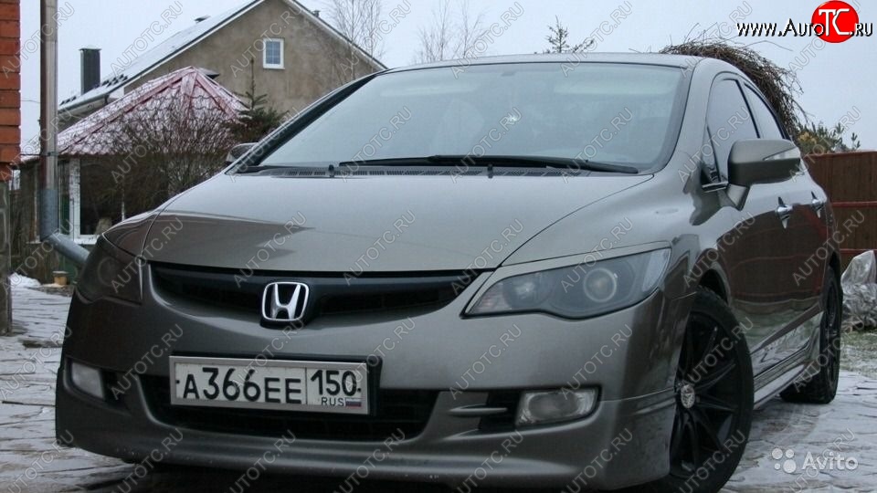 649 р. Реснички на фары Style  Honda Civic  FD (2005-2011) седан дорестайлинг, седан рестайлинг (Неокрашенные)  с доставкой в г. Майкоп