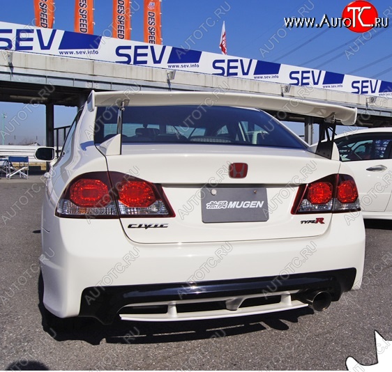 8 649 р. Задний бампер с элероном TYPE R DESIGN Honda Civic FD седан дорестайлинг (2005-2008) (Неокрашенный)  с доставкой в г. Майкоп