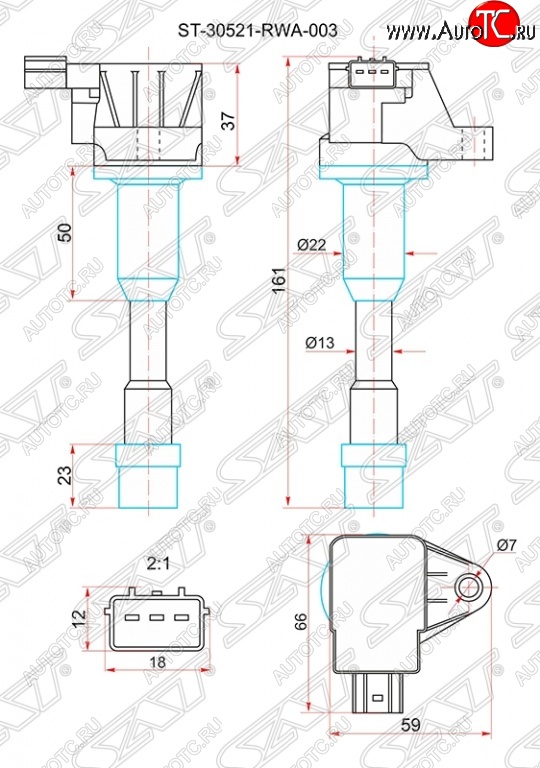 1 429 р. Катушка зажигания SAT Honda Civic FD седан дорестайлинг (2005-2008)  с доставкой в г. Майкоп