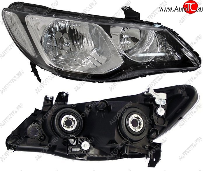 5 199 р. Правая фара SAT (под электрокорректор, белый поворотник) Honda Civic FD седан дорестайлинг (2005-2008)  с доставкой в г. Майкоп