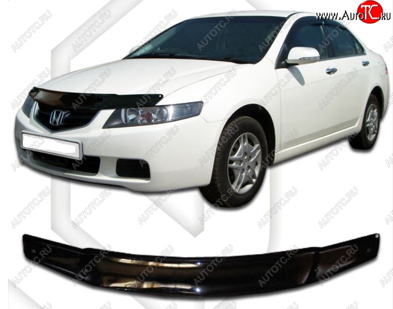 1 999 р. Дефлектор капота (CL-8 CL9) CA-Plastic Honda Accord 7 CL седан дорестайлинг (2002-2005) (серия Classic черный, Без надписи)  с доставкой в г. Майкоп
