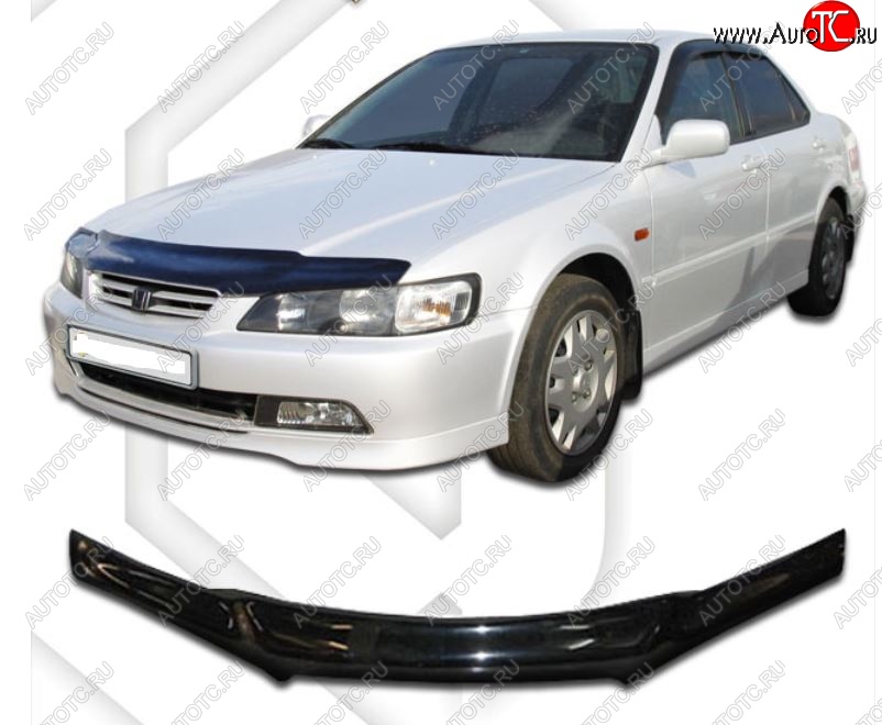 1 999 р. Дефлектор капота (CL1,CL3, CF3-CF5) CA-Plastic  Honda Accord  6 CF (1997-2000) седан дорестайлинг (Classic черный, Без надписи)  с доставкой в г. Майкоп