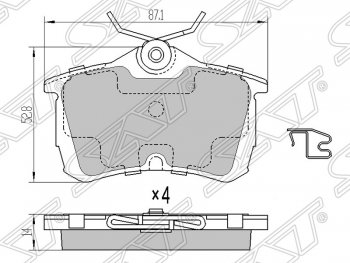 Колодки тормозные SAT Honda Accord 7 CL седан дорестайлинг (2002-2005)