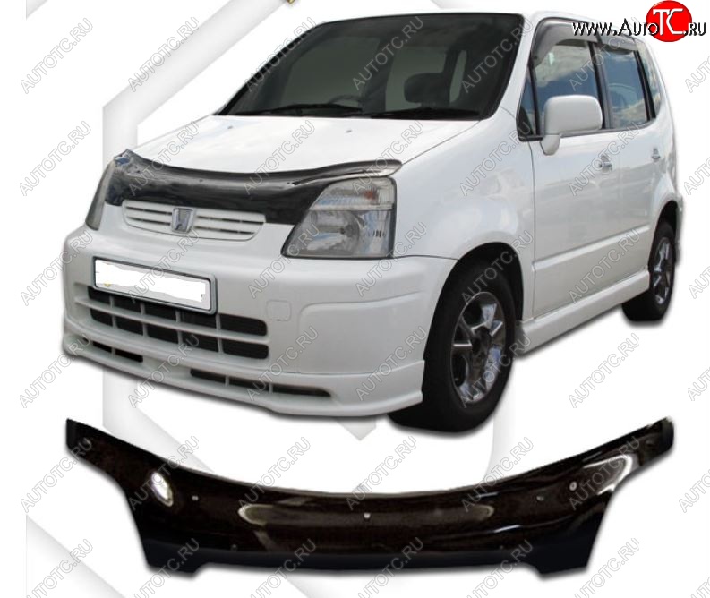 2 399 р. Дефлектор капота CA-Plastiс  Honda Capa (1998-2002) (Classic черный, Без надписи)  с доставкой в г. Майкоп