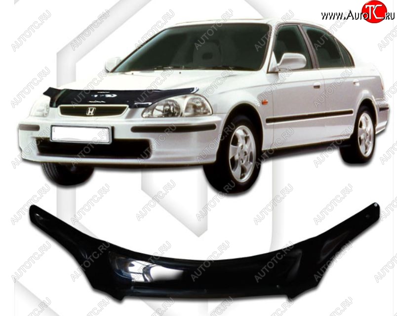 2 159 р. Дефлектор капота (EK2, EK3, EK4, EK9) CA-Plastic  Honda Civic  EJ,EK,EM (1995-1998) седан дорестайлинг, хэтчбэк 3 дв. дорестайлинг (Classic черный, Без надписи)  с доставкой в г. Майкоп