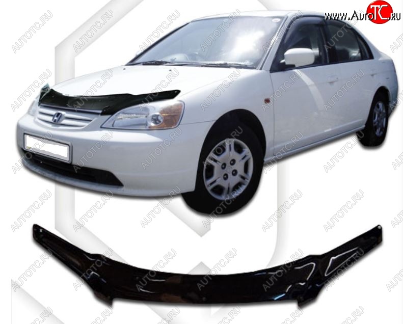 2 159 р. Дефлектор капота SD (EN2, ES9) CA-Plastiс Honda Civic ES седан дорестайлинг (2000-2003) (Classic черный, Без надписи)  с доставкой в г. Майкоп